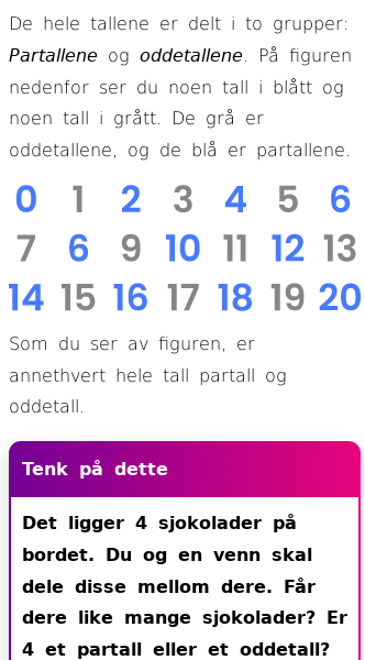 Oppslag om Partall og oddetall