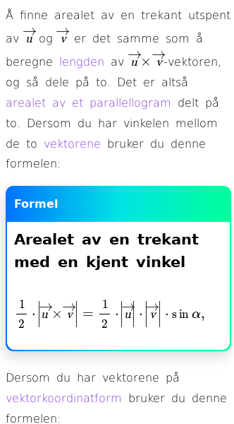 Oppslag om Arealet av en trekant