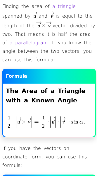 Article on How to Calculate Area of a Triangle with Vectors