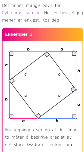 Oppslag om Hvordan bevise Pytagoras' setning