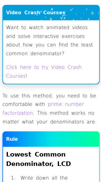 Article on How to Find the Common Denominator Using Factorization