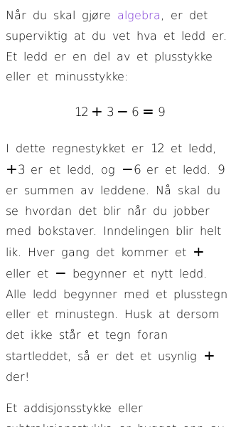 Oppslag om Ledding av algebraiske uttrykk