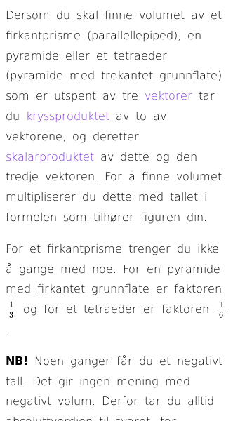 Oppslag om Volumet av firkantprisme, pyramide og tetraeder