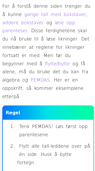 Oppslag om Hvordan løse likninger med parenteser