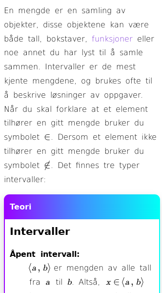 Oppslag om Mengdenotasjon og intervaller
