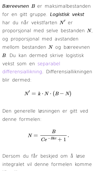 Oppslag om Hvordan finne logistisk vekst og bæreevne?