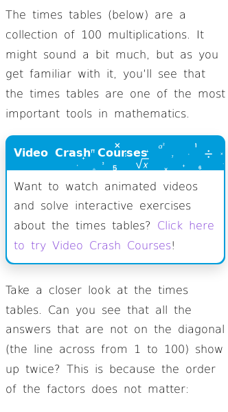 Article on The Times Tables