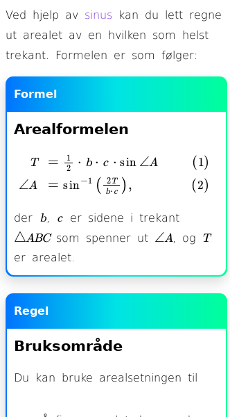 Oppslag om Hva er arealformelen for trekanter?