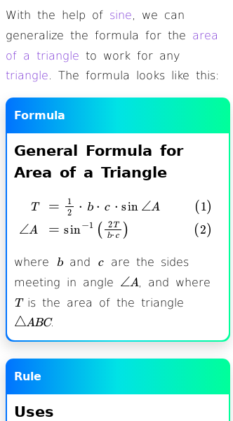 Article on General Formula for Area of a Triangle