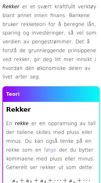 Oppslag om Hva er rekker i matematikk?