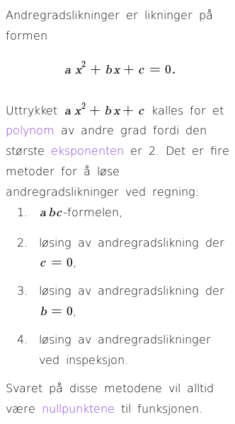 Oppslag om Hvordan løse andregradslikninger