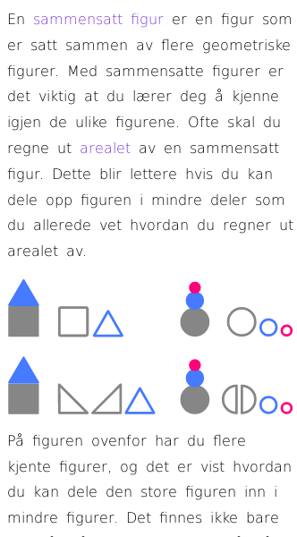 Oppslag om Areal av sammensatte figurer i planet