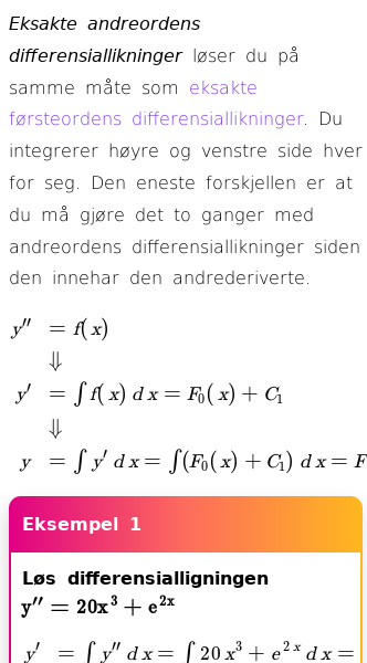 Oppslag om Eksakte andreordens differensiallikninger