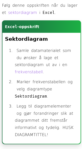 Oppslag om Hvordan lage sektordiagram i Excel