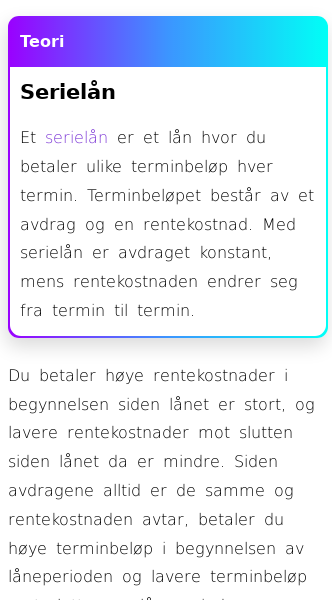 Oppslag om Tallrekker og serielån