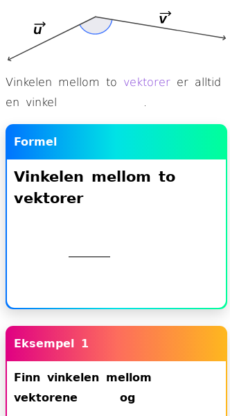 Oppslag om Vinkelen mellom to vektorer