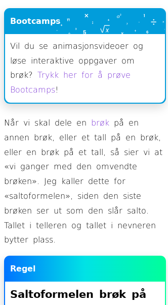 Oppslag om Brøk (Å dele)