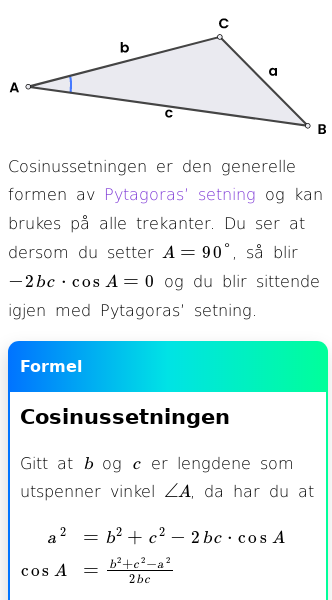 Oppslag om Hva er cosinussetningen?