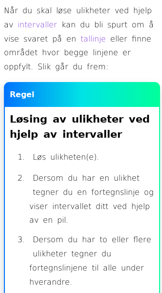 Oppslag om Ulikheter og intervaller