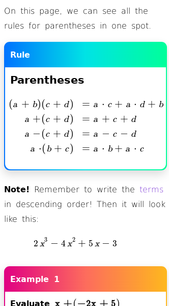 Parentheses with Variables