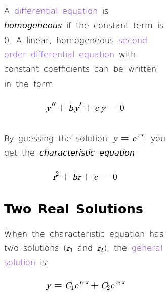 Article on Homogeneous Second Order Differential Equations with Constant Coefficients