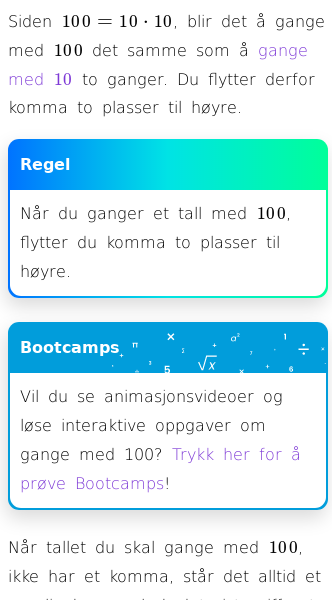 Oppslag om Å gange med 100