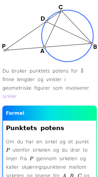 Oppslag om Punktets potens