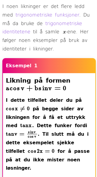 Oppslag om Hvordan løse trigonometriske likninger