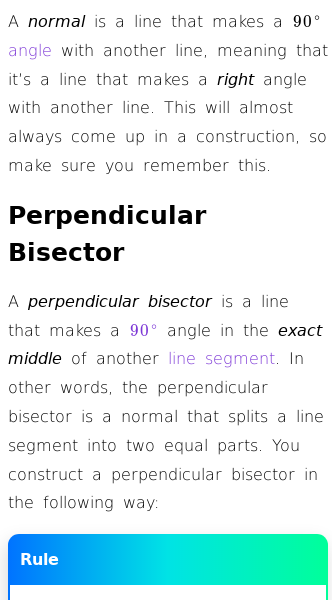 The normal line is a line at a right angle (90 degrees) to the