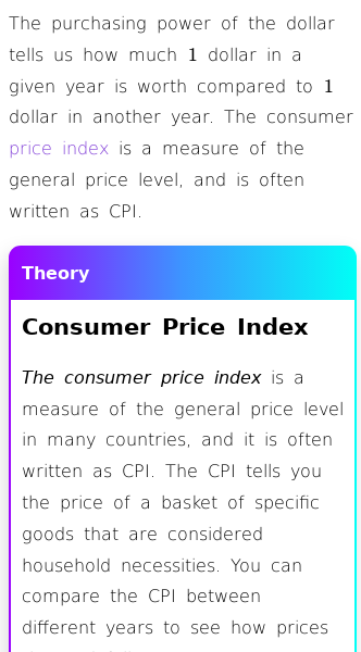 Article on Consumer Price Index and Purchasing Power of a Dollar