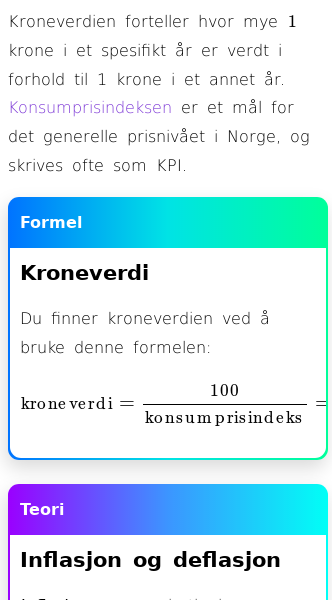 Oppslag om Kroneverdi og konsumprisindeks