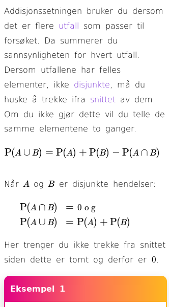 Oppslag om Addisjonssetningen