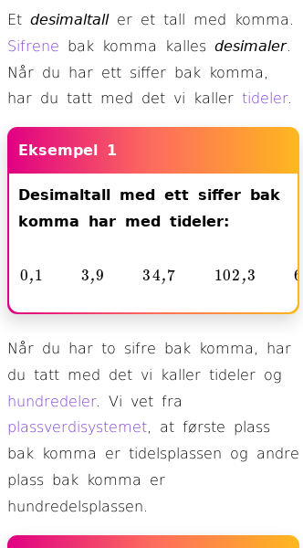 Oppslag om Desimaltall