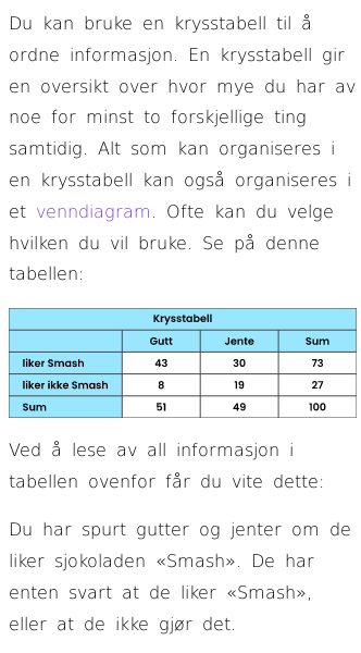 Oppslag om Krysstabell