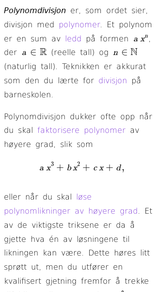 Oppslag om Hva er polynomdivisjon?