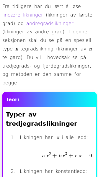 Oppslag om Hvordan løse tredje- og fjerdegradslikninger