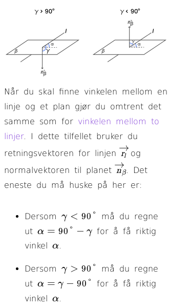 Oppslag om Vinkel mellom linje og plan