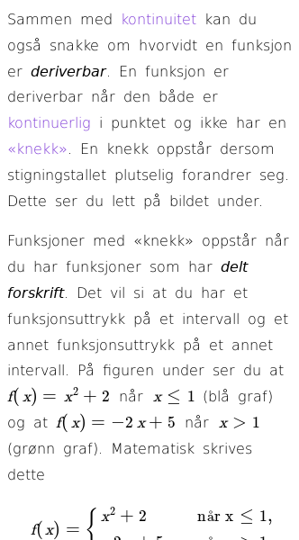 Oppslag om Deriverbarhet