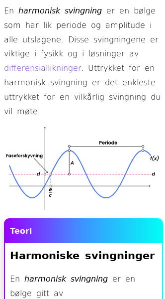 Oppslag om Harmoniske svingninger