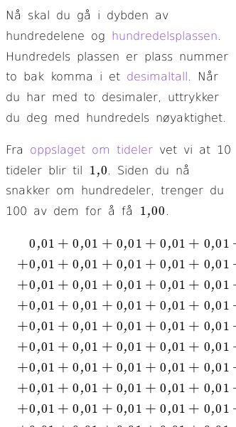 Oppslag om Hundredeler