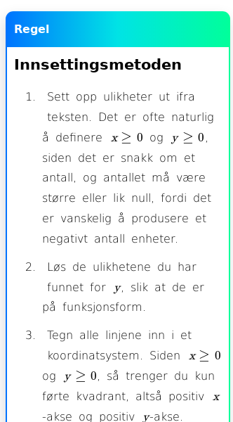 Oppslag om Innsettingsmetoden for lineær optimering