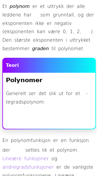 Oppslag om Polynomfunksjoner