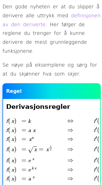 Oppslag om Derivasjonsregler