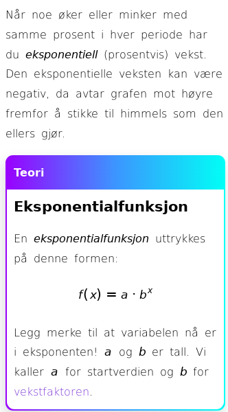 Oppslag om Eksponentialfunksjoner med vekstfaktor