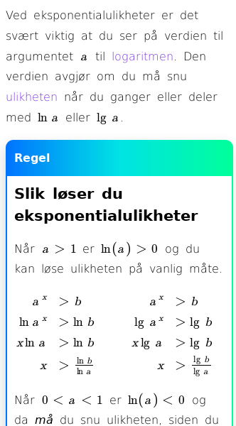 Oppslag om Hvordan løse eksponentialulikheter