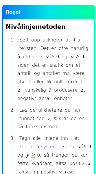 Oppslag om Nivålinjemetoden for lineær optimering