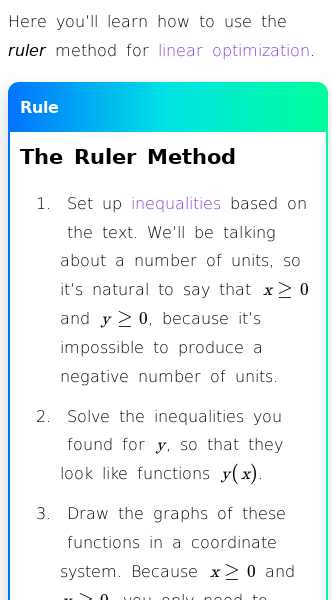 Article on How to Use the Ruler Method for Linear Optimization