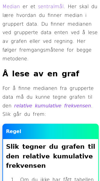 Oppslag om Median – Grupperte data