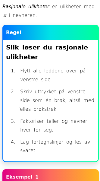 Oppslag om Hvordan løse rasjonale ulikheter
