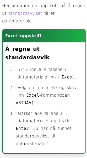 Oppslag om Hvordan regne standardavvik i Excel